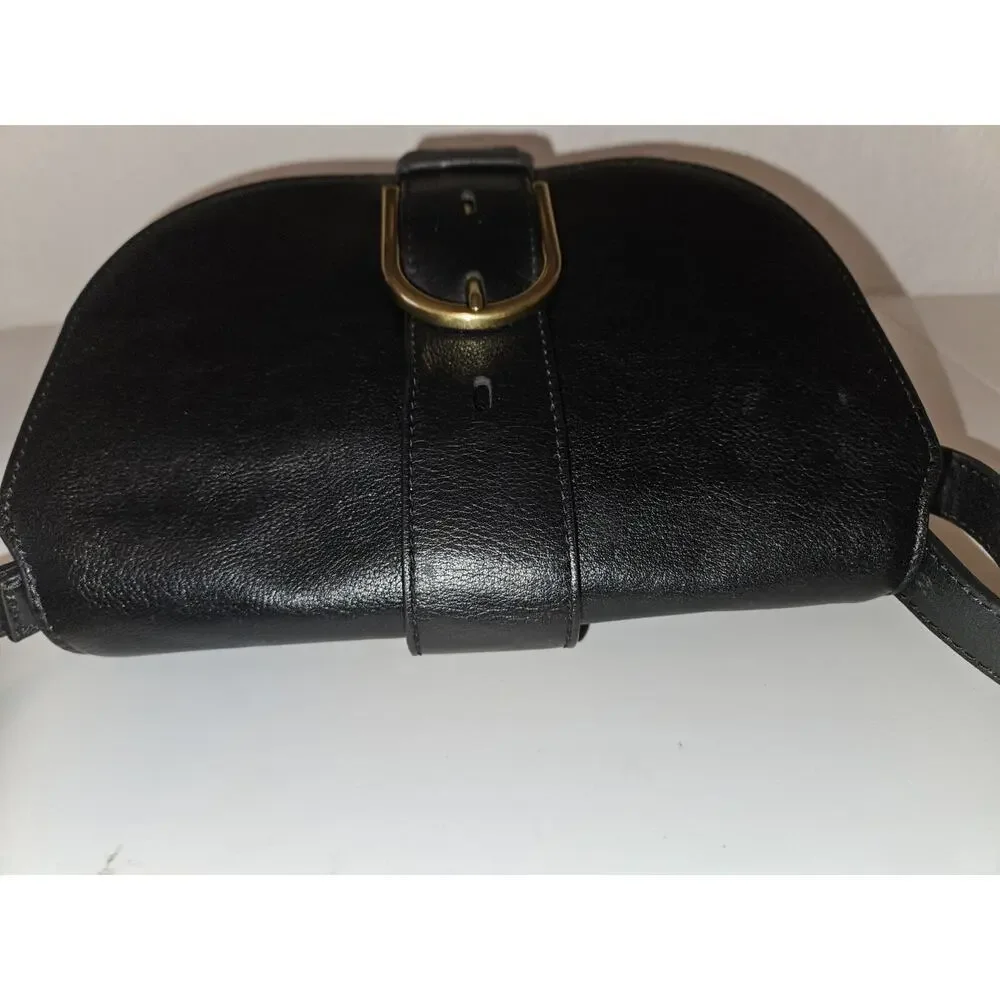 Fossil Wiley leather Saddle Bag Crossbody Black 9.5x8.5x4
